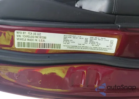 2022 Dodge Durango Gt Plus Awd из США, поврежденный, VIN 1C4RDJDG1NC187280